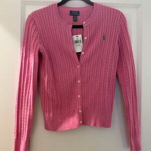 Polo Ralph Lauren Girls' XL 16 Mini-Cable Button Front Cardigan fits Woman XS
